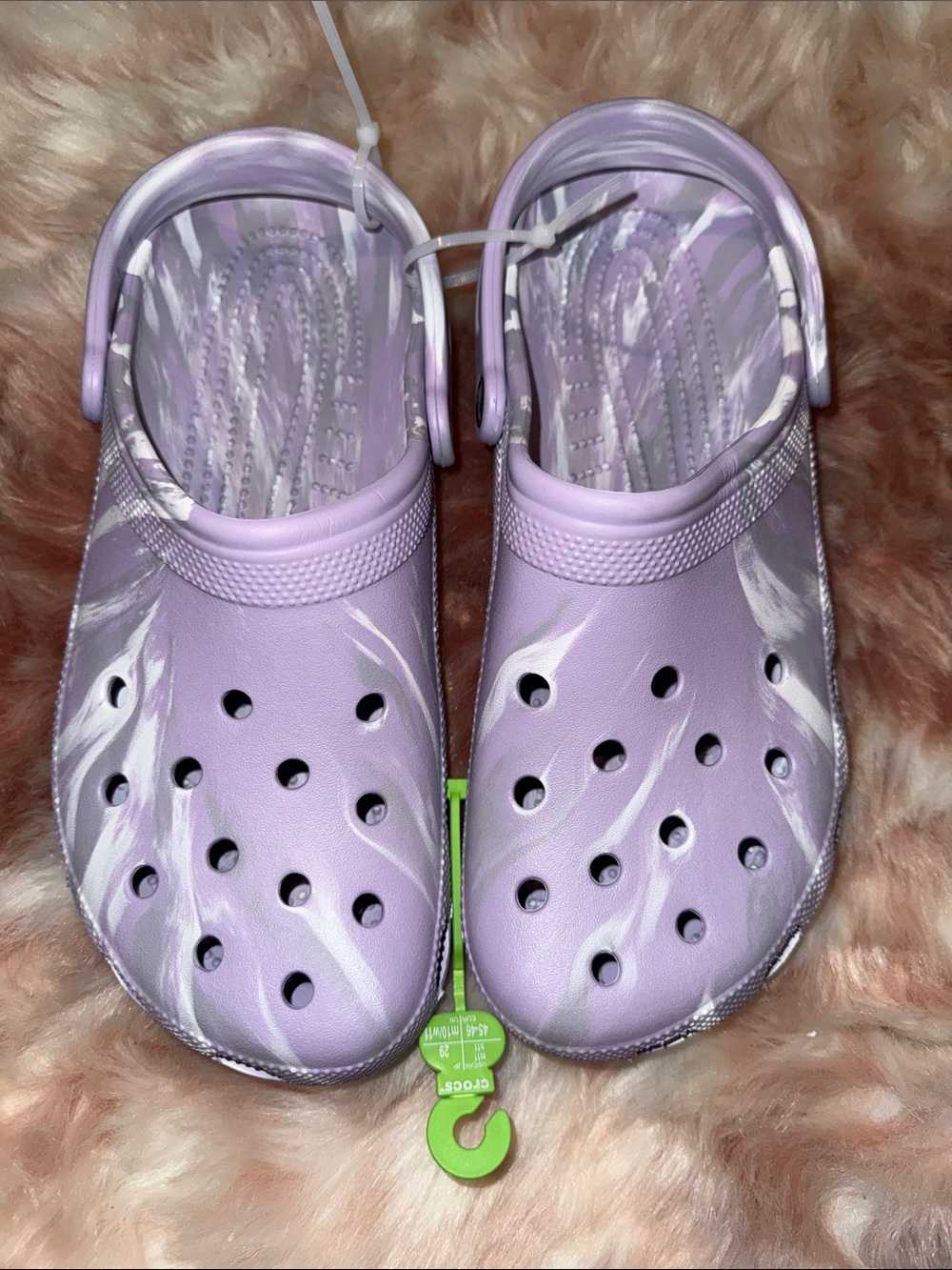 CROCS Lavender Marble Slip-On Clogs with White Swirl